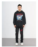 knee ripped patchwork jeans for men hip hop skinny biker taped jean trouser slim fit black denim pants fashion streetwear jogger unique joggers style 3022