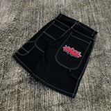 Harajuku Y2k Wexwear Embroidery Skateboarding Jeans Denim Men Letter Graphic Streetwear Shorts 2024 Baggy Gym Basketball Shorts