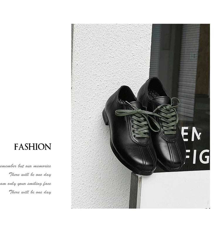 Vintage Casual Leather Shoes Men Women Streetwear Fashion Lightweight Commute Business Leather Derby Shoes