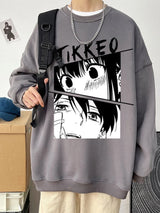 Autumn Japanese Anime Fashion Men Sweatshirt Graphic Fleece Y2K Clothes