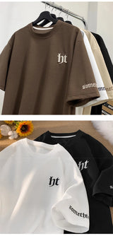 Glitchcore Aesthetic drop – 2024 Summer Letter Embroidered Waffle T Shirt Mens Y2K Vinta