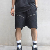 high street zipper pockets vibe style baggy drawstring summer shorts for men straight loose casual knee length pants oversized unique shorts style 4624