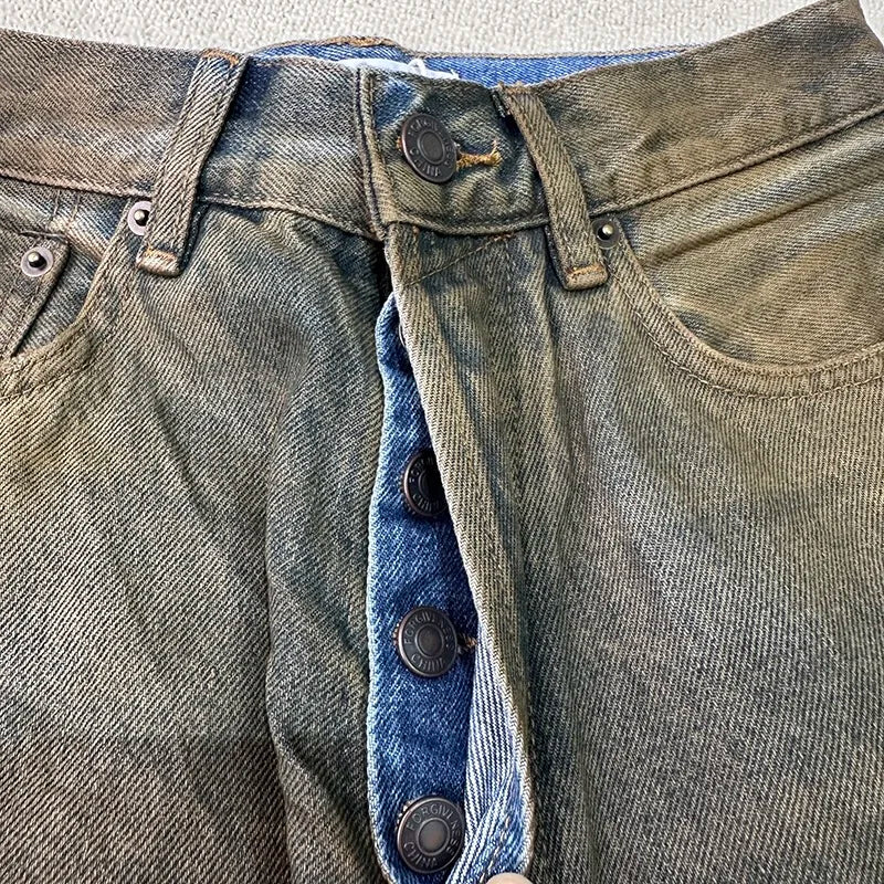 Yellow clay batik coated jeans
