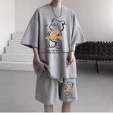 Vaporwave Crying angel – Summer Men Tracksuit Japan Cartoon Streetwear Cool Bear Prin