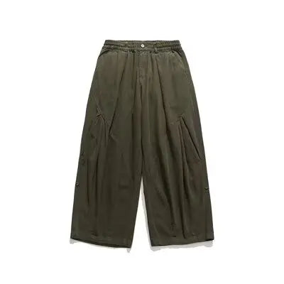 winter 2024 japanese college set mens vintage stand collar cotton jacket casual wide leg pants 2 piece suits male street 2 pcs unique default style 4743