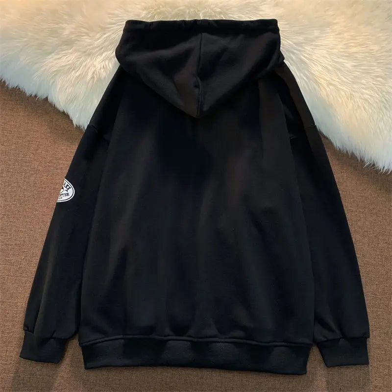Hoodies Women Retro Harajuku Hip Hop Jacket High Street Zip Up Hoodie
