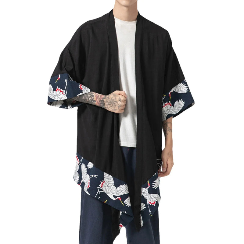 Japanese Kimono Cardigan Men Summer New Haori Samurai Kimonos Karate Streetwear Shirt Kimono Japones Mens Haori Yukata