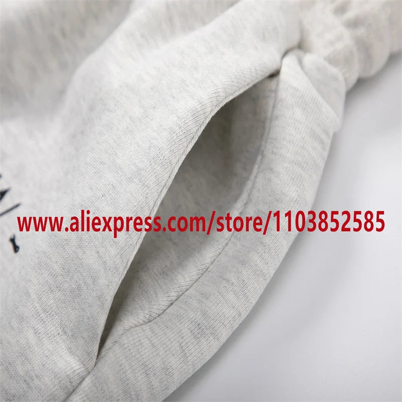 2024 American Heavyweight Vintage Men's Shorts With Letter Print Drawstring Loose Casual High Street High Quality