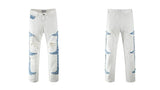 mens high street denim jean pants casual loose destroyed ripped holes straight jeans side patchwork hip hop streetwear joggers unique joggers style 2752