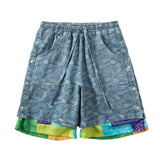 hip hop loose shorts elastic waist pants fashion patchwork half pant mens summer casual drewstring streetwear sportswear jogger relaxed fit joggers