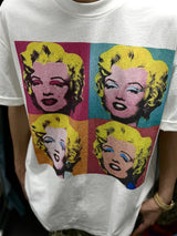 skatercore oversized shirt featuring vintage summer monroe portrait print streetwear hip pop style high street white tops t shirt