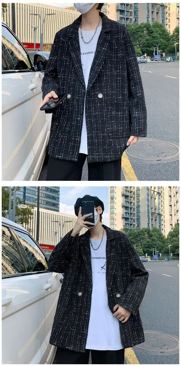 Small Fragrance Suit Mens Jacket Lazy Wind Ruffian Handsome Korean Ver