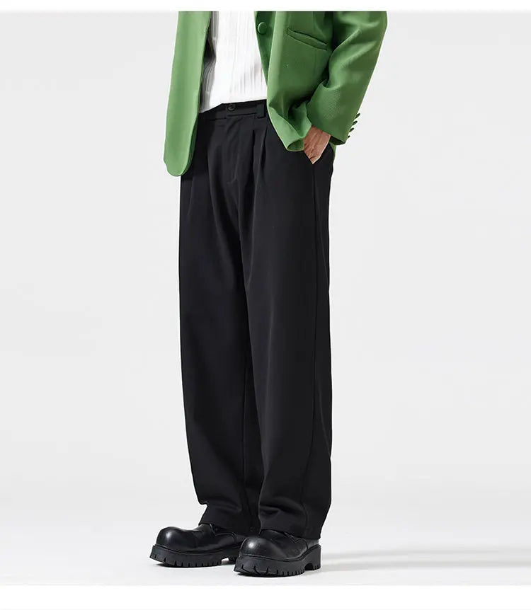 suit pant men korean streetwear fashion loose casual plus size straight suit pant office man commuter pants trousers unique default style 2237