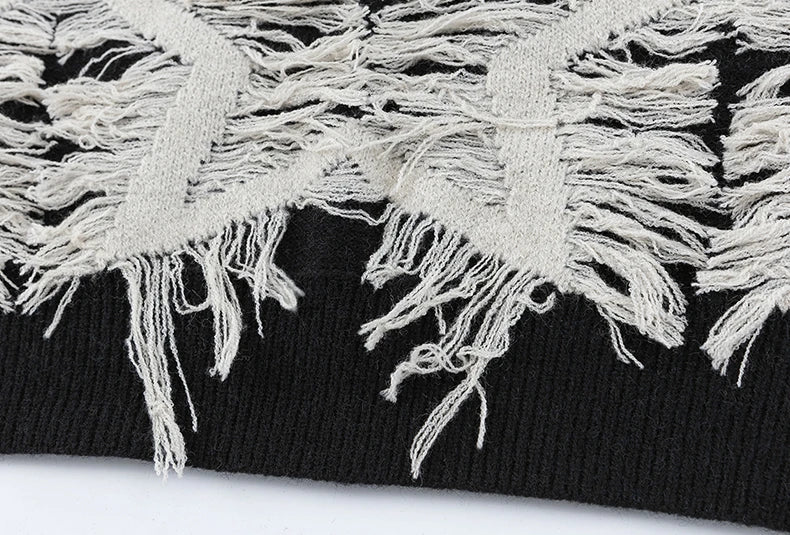 fashion stars tassel knitted sweater pullovers men fashion long sleeve loose sweater unisex autumn winter cotton jumper knitwear - graphic printed hoodie for men and women, vintage look oversized hoodie, urban fashion pullover