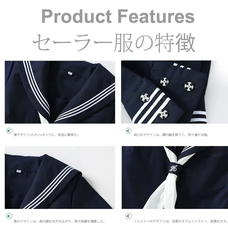 Navy Sailor Outfit Japanese Style School Uniform Skirt Girls JK Uniforms Student Sailor Dress Korean Student Seifuku COS Costume
