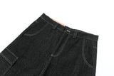 y2k streetwear multi pockets embroidery washed summer jeans shorts for men wide leg baggy casual denim over knee length pants unique jeans style 4743