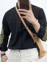2023 Spring And Autumn New Casual Shirt Men's Splicing Retro Loose Long-sleeved Shirt Boutique Clothing Simple Style