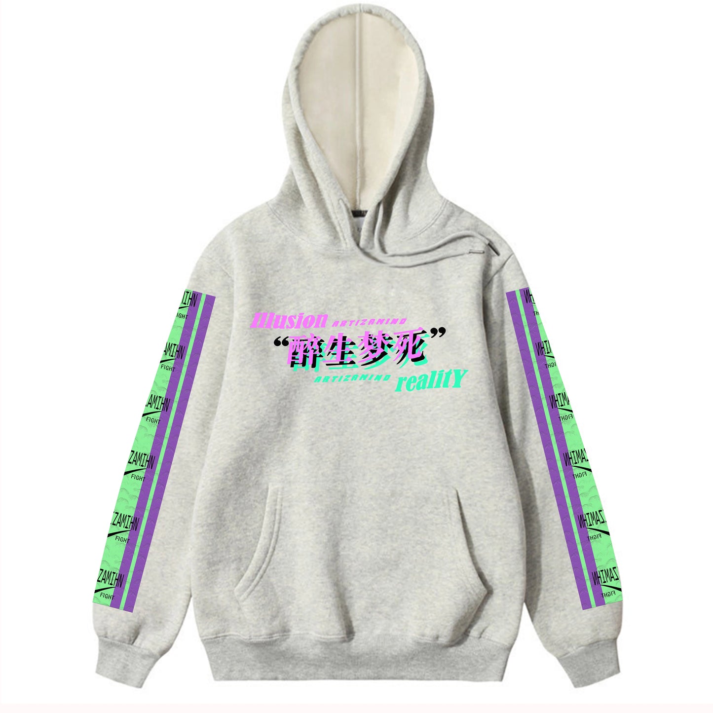Men Hip Hop Hoodie Sweatshirt Drunk Illusion Chinese Character Hoodie