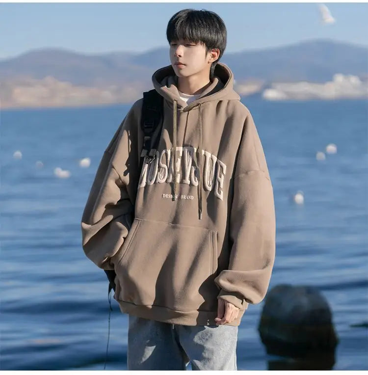 Spring and Autumn Trendy Hip Hop American High Street Men and Women Retro Letter Printed Hoodie Couple Loose Casual Top y2k