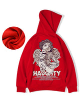 Autumn Haughty Angel Graphic Fleece Hoodies For Men Oversized Retro