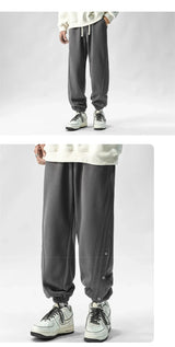 Autumn Casual Joggers Sports Pants Mens High Street Baggy Breasted Trousers
