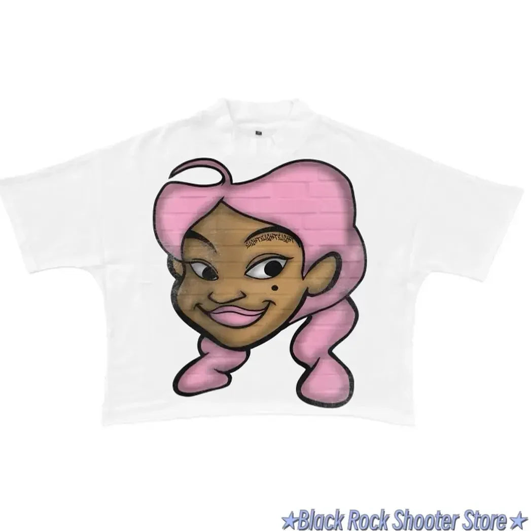 Harajuku cartoon graphic t shirts high street oversized t shirt casual goth y2k top streetwear pro choice vintage women clothing