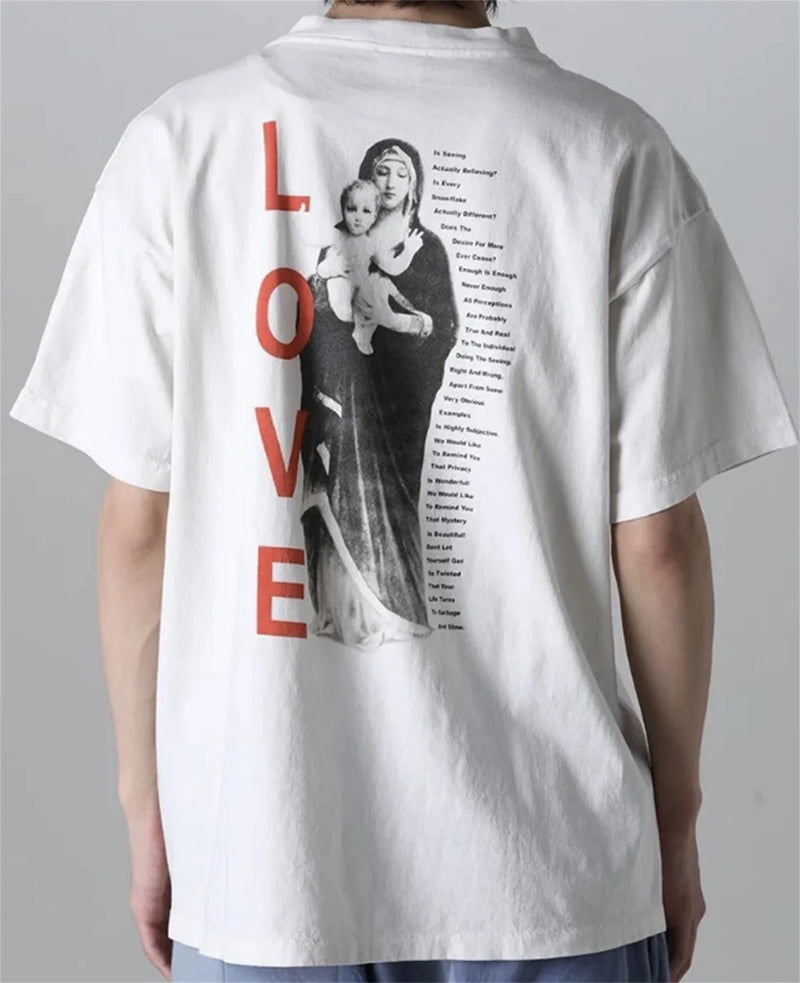 Vintage Retro New Summer Street Wear LIFE Letter Printing High-Street Loose Casual Tops T-Shirt