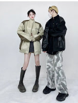 Original American Retro Fashion Brand Suede Pu Leather Jacket Stitchin