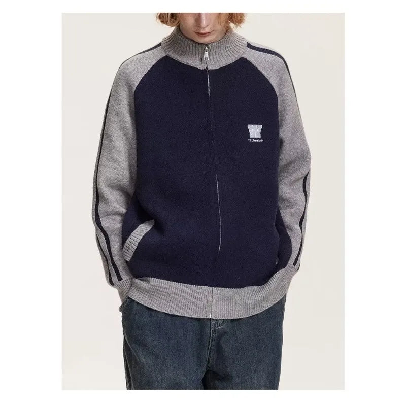 varsity flame knitwear, statement sweater, cozy knitwear for men, oversized grunge aesthetic winter top