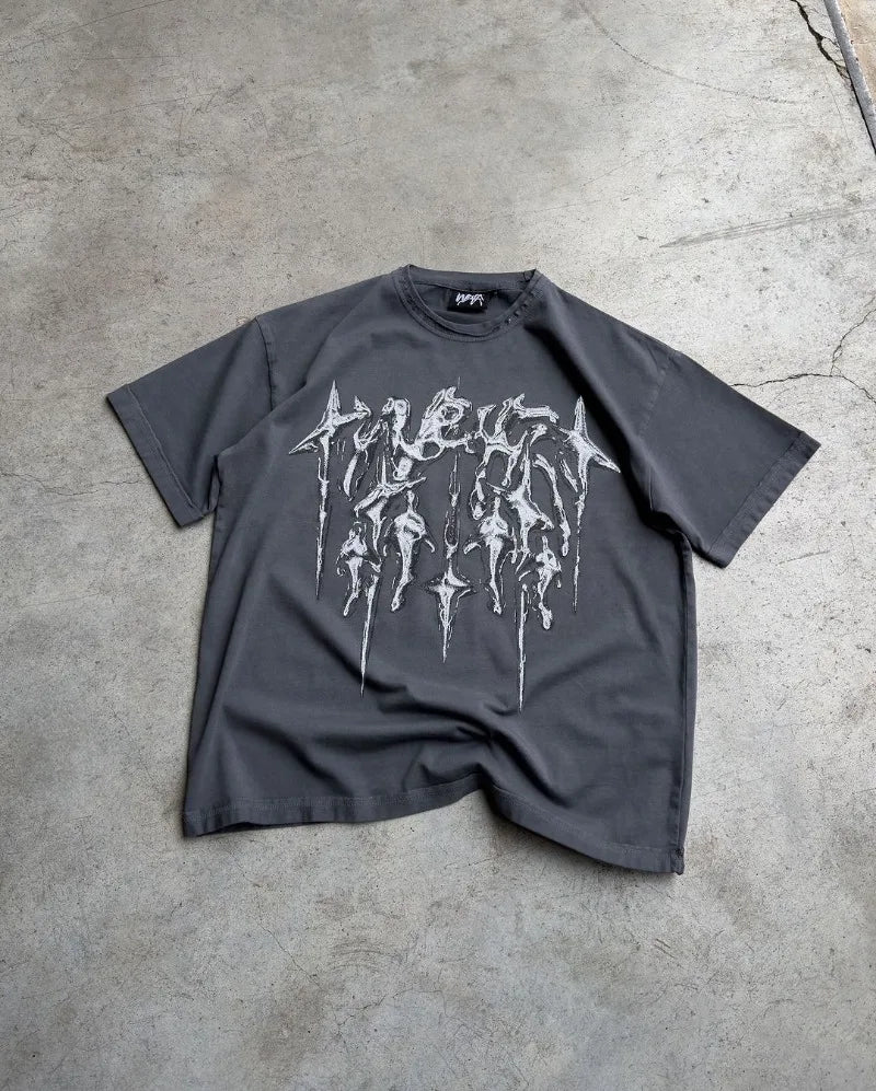 Gothic Streetwear top – American High Street Trendy Brand Letters Anime Print Oversi