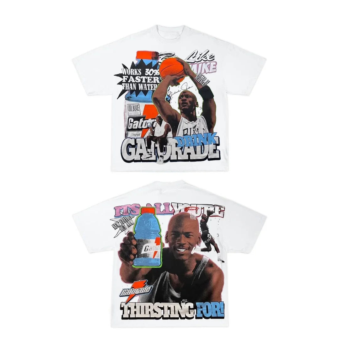 streetwear cartoon shirt with distorted comic blocks and bold text