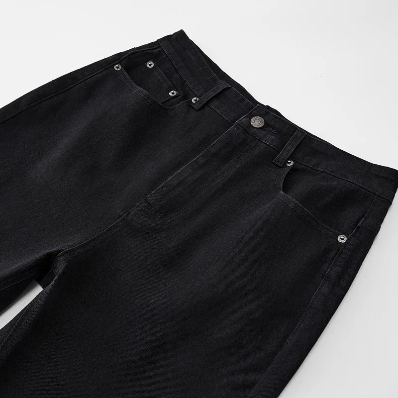 men black elastic denim micro flared jeans pants streetwear fashion cleanfit hip hop punk slim fit jeans y2k pants trouser denim street jeans