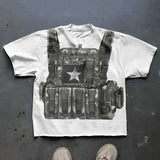 Harajuku Streetwear Y2K New T shirt Men Hip Hop Bulletproof Vest Graphic Print Oversized Cotton Short Sleeved Casual Tops Tees