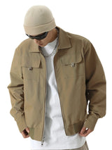 mens soild color jacket and coat casual zipper bomber jackets with pocket high street cargo outerwear short homme men clothin - variant style 875e2d for streetwear fashion