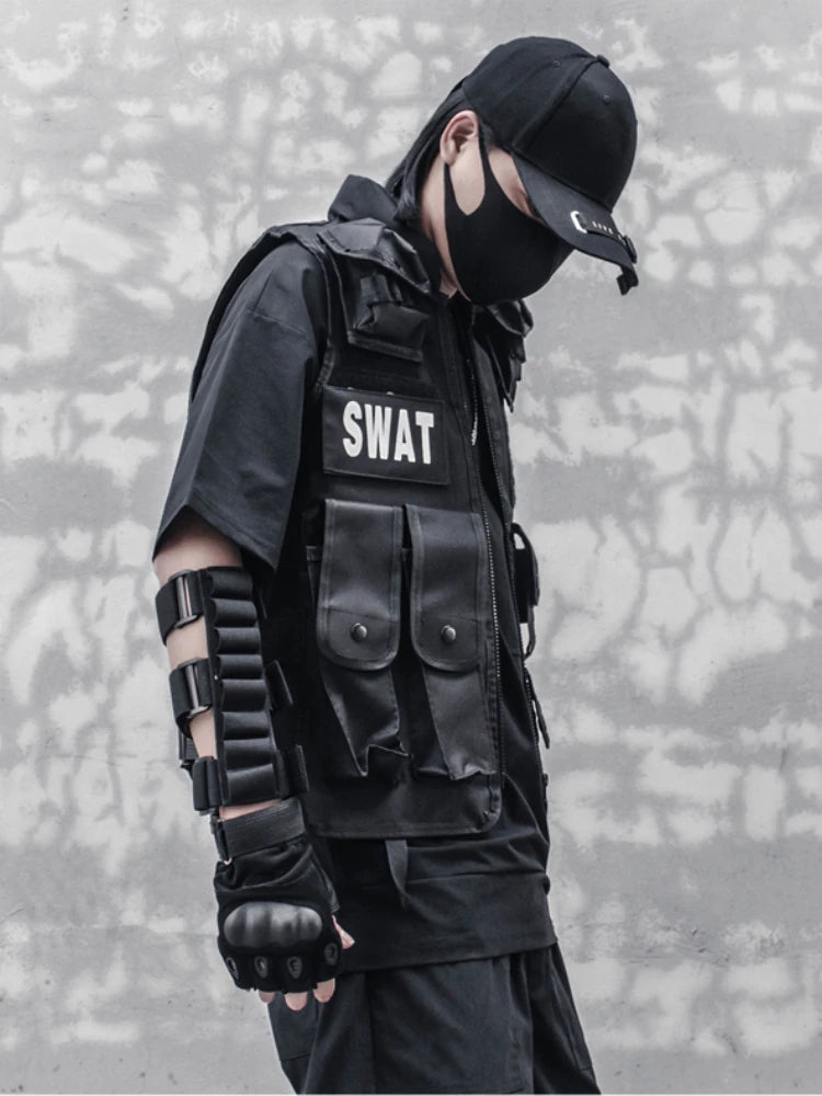 casual layering jacket featuring hip hop sleeveless vests adjustment cargo waistcoat with pockets zipper military jacket fashion streetwear mens tactical vests design – premium quality jacket for men