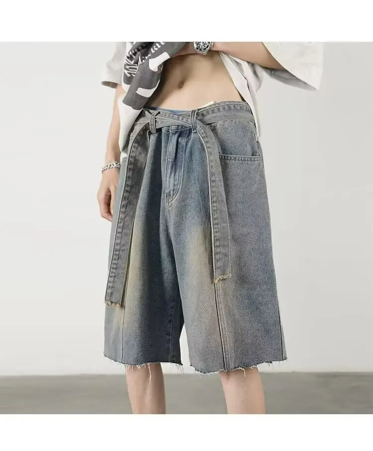 Mens Loose Baggy Denim Short Men Jeans Fashion Streetwear Hip Hop  Male Classic
