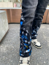 graffiti printed skinny denim jeans men casual buttons fly slim straight biker trousers jeans fashion hip hop jean pants joggers streetwear sweatpants