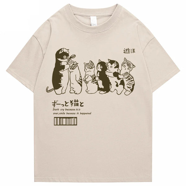 Glitchcore Design – Mens Oversized T Shirt Clothing Hip Hop Cat Shower Street Pr – Edgy Streetwear for All Genders