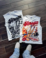 Hip Hop Fashion Casual Tee Short Sleeved Sleeveless Harajuku T Shirt Punk Loose T shirts Women Y2k Trend Tops Aesthetic Clothes