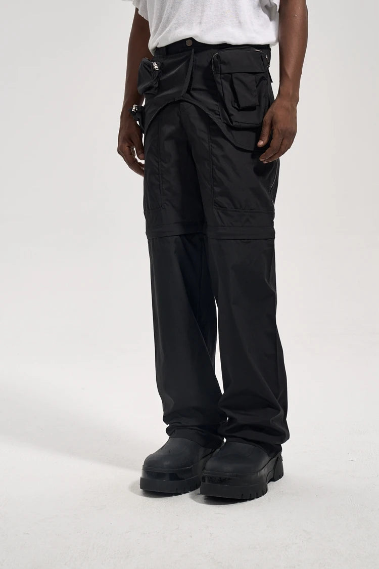 fashion detachable pants streetwear mens new casual hip hop streetwear cargo pocket tactical trousers straight joggers men pants unique joggers style 1635