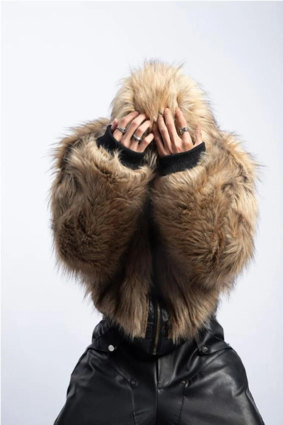 Integrated Fur Leather Men Cotton Jackets Thickened American High Street Motorcycle PU Leather Parkas Winter Couple Punk Outwear