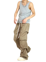 side fold baggy pants men casual elastic waist straight trousers streetwear new fashion drawstring unisex hip hop pants joggers streetwear sweatpants