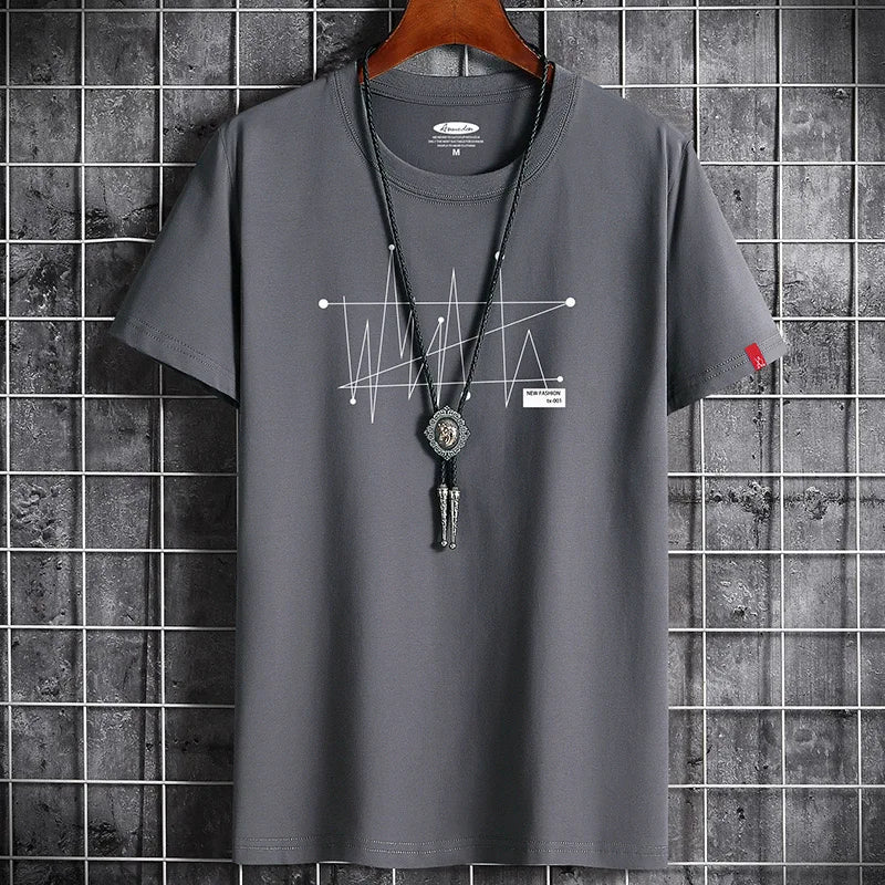 New Hotselling Summer Cotton Trend Print Round Neck Casual Tops T-Shirt