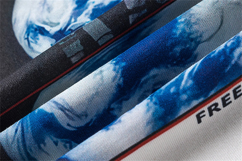 24ss Summer Retro Vintage Anime Print Spaceship High-Street Cotton Tops T-Shirt