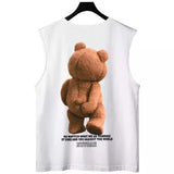 Trapwear Tribal flames – 2024 New Funny Bear Printed Vest Men Hip Hop Streetwear T-Shirt