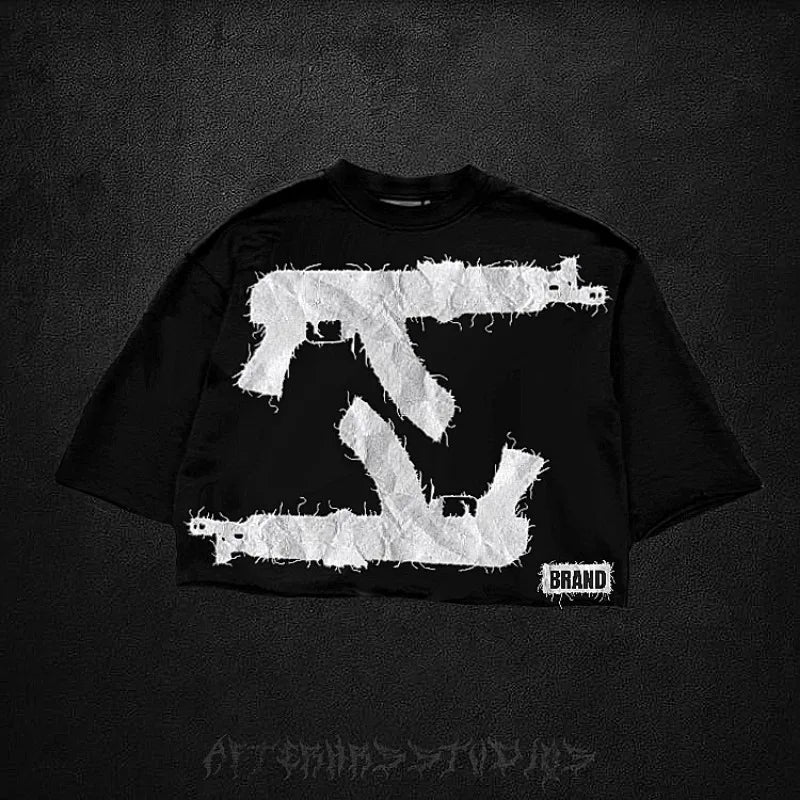 Sadcore Aesthetic print tee – Summer Gothic Trendy Brand Rock Hip Hop New T Shirt Men Y2K