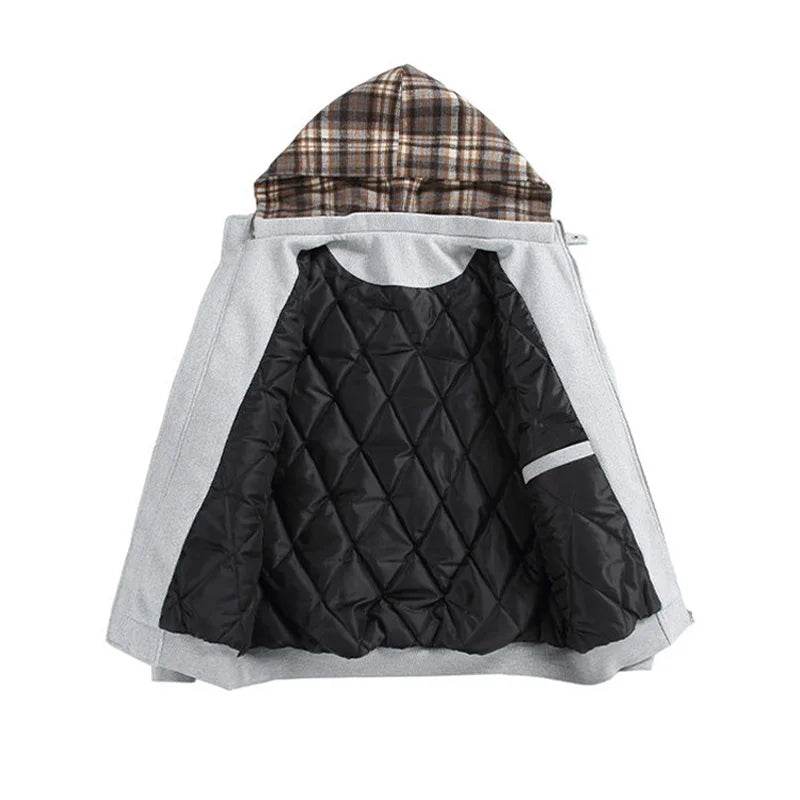 grunge winter jacket, layered citywear - aesthetic hip hop inspired casual wear
