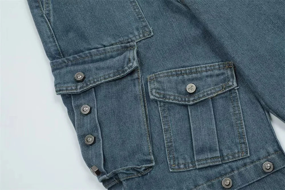 punk rivet denim jeans pants mens 2023 harajuku streetwear bottom zipper cotton casual oversize joggers straight pants trousers unique joggers style 4480