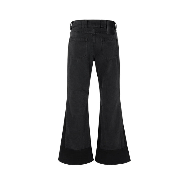 vintage black patchwork baggy flared jeans for men and women straight y2k high street casual denim trousers oversized cargos utility cargo pants