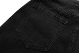 y2k streetwear trendy oversized micro flare jeans black ro hip hop washed tassel distressed denim jean raw edge mens wide pants unique jeans style 757